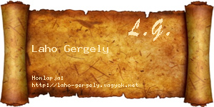 Laho Gergely névjegykártya